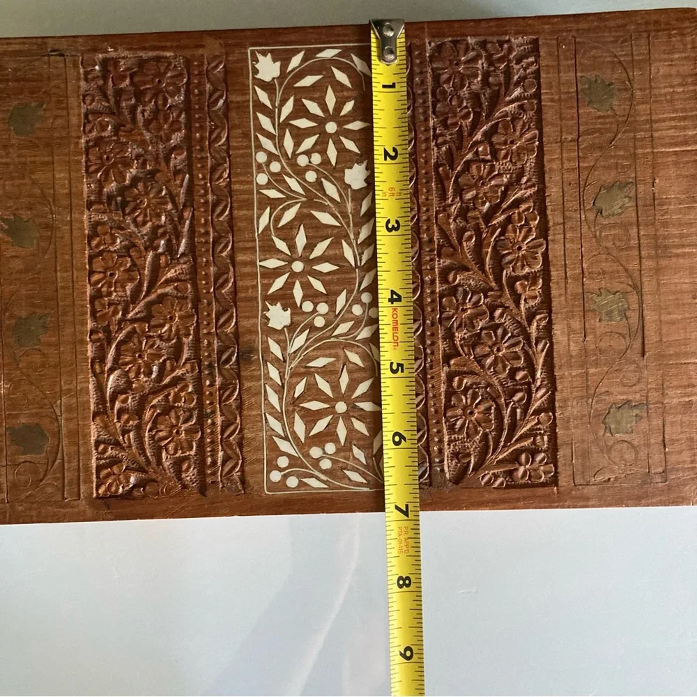 Large India Carved Wood Vintage Storage Box